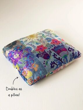 Natural Life Cozy Travel Blanket and Pillow, Blue Patchwork